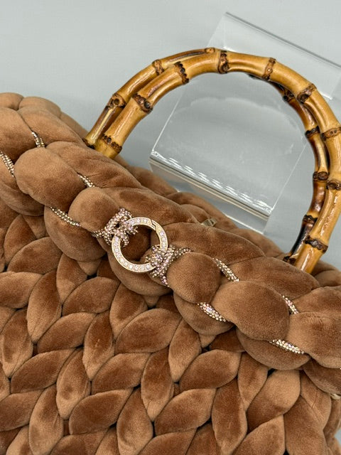 Hera Bag Special Edition Samt mit Strass in Zimt