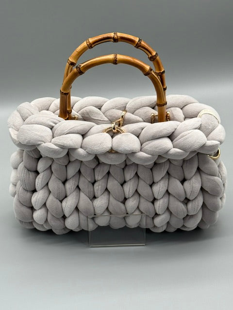 Hera Bag Premium Samt Hellgrau