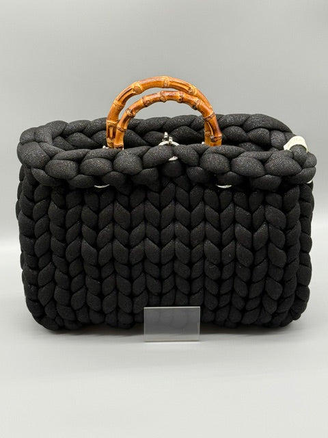 Hera Bag Acrylic-Lurex Schwarz mit Silberfaden