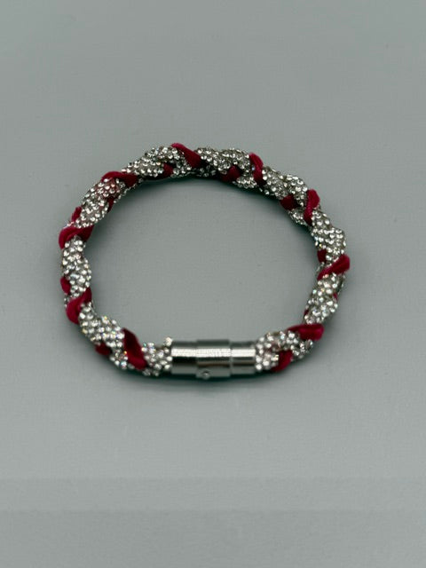 Handgefertigtes Hera Armband aus Strassband mit rotem Samtband by Christine Bultmann (Kopie)
