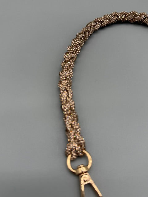 Hera Bag handgefertigter Tragegriff/Schulterriem aus Strassband, goldfarbig in 1,0 cm Dm.