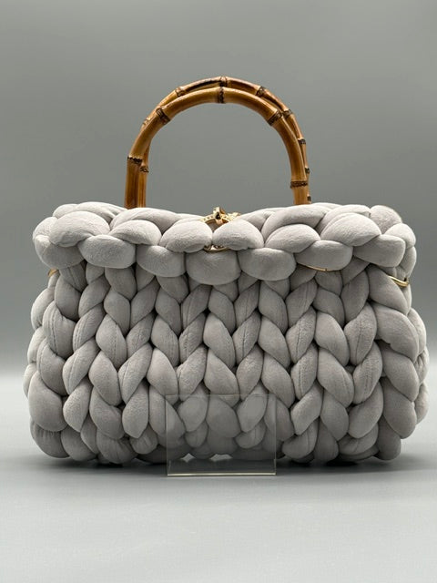 Hera Bag Premium Samt Hellgrau
