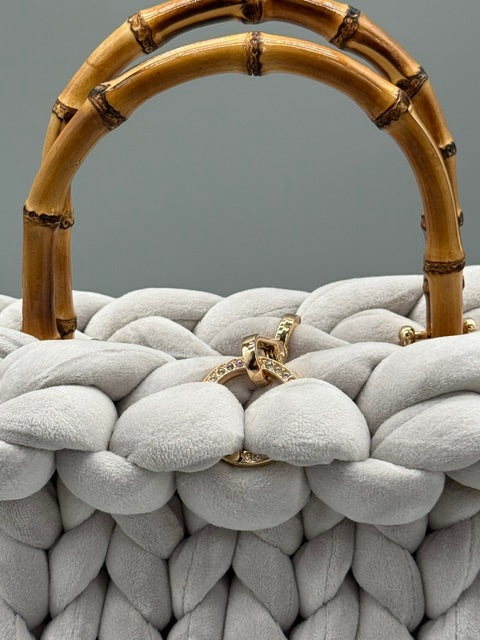Hera Bag Premium Samt Hellgrau