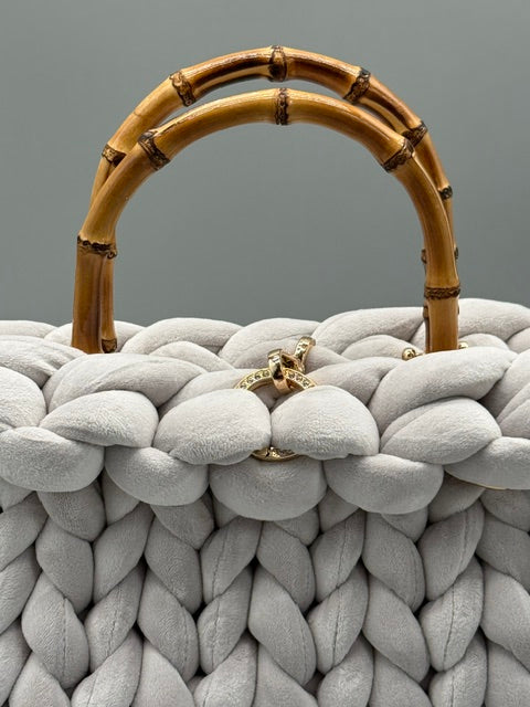 Hera Bag Premium Samt Hellgrau