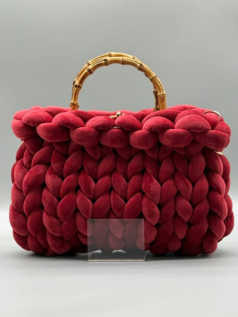 Hera Bag Premium Samt Rubinrot
