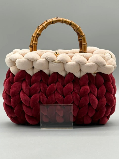 Hera Bag Samt Special Edition Zweifarbig Bordeauxrot und Creme