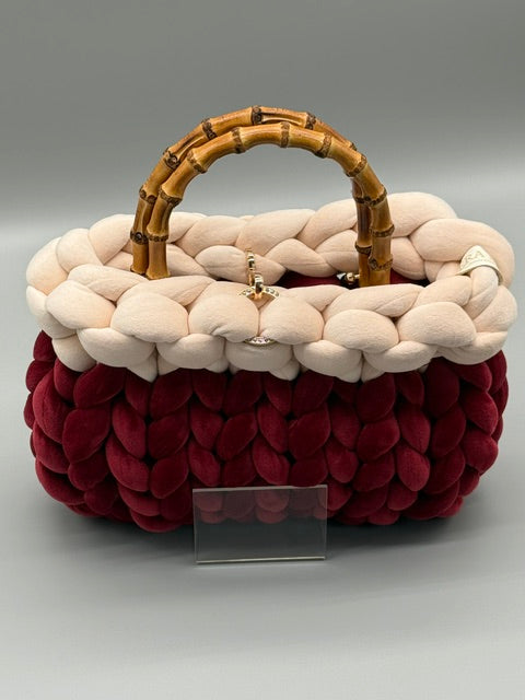 Hera Bag Samt Special Edition Zweifarbig Bordeauxrot und Creme