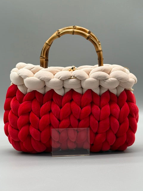 Hera Bag Samt Special Edition Zweifarbig Rubinrot und Creme