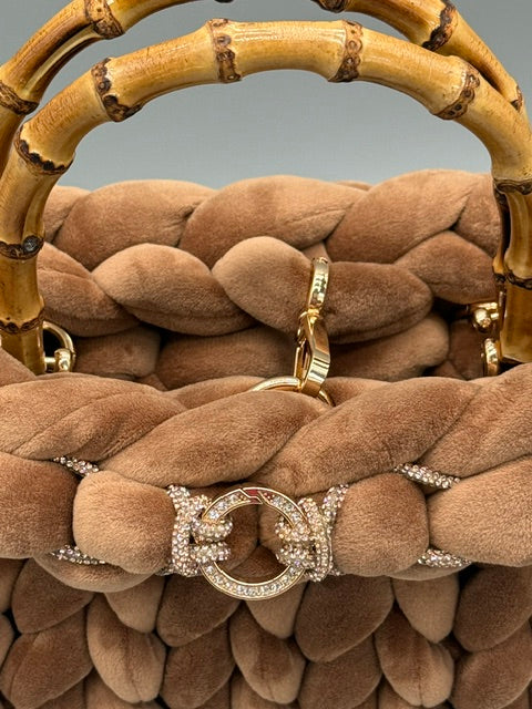 Hera Bag Special Edition Samt mit Strass in Zimt