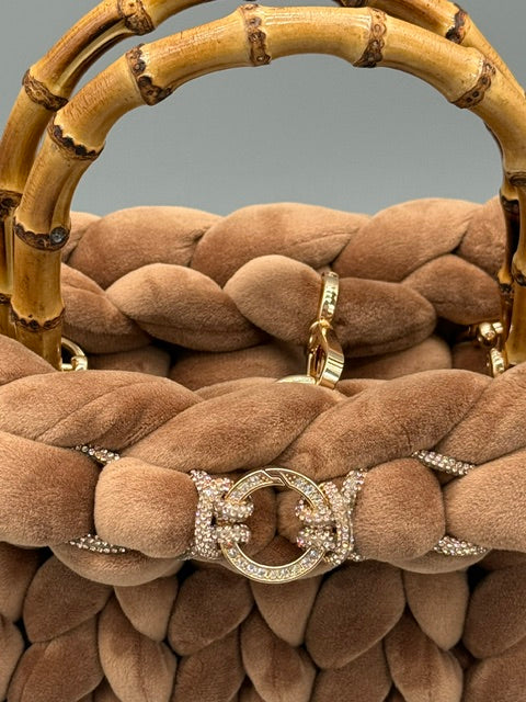 Hera Bag Special Edition Samt mit Strass in Zimt