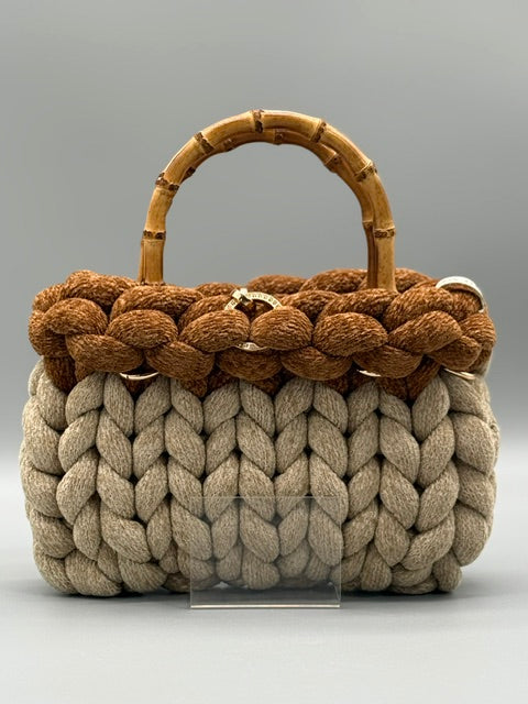 Hera Bag Chenille Special Edition Zweifarbig Elfenbein und Zimt