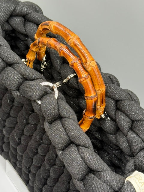 Hera Bag Acrylic-Lurex Schwarz mit Silberfaden