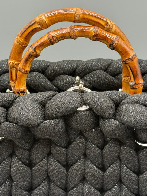 Hera Bag Acrylic-Lurex Schwarz mit Silberfaden