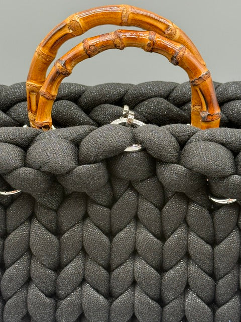 Hera Bag Acrylic-Lurex Schwarz mit Silberfaden