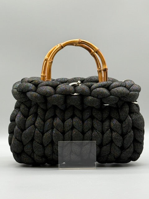 Hera Bag Acrylic-Lurex Graphitschwarz mit Silberfaden