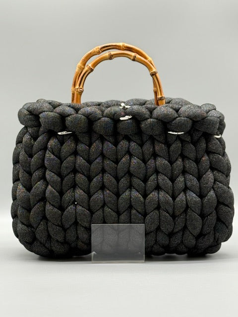 Hera Bag Acrylic-Lurex Graphitschwarz mit Silberfaden