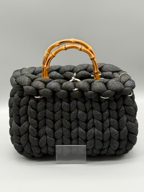 Hera Bag Acrylic-Lurex Graphitschwarz mit Silberfaden