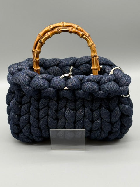 Hera Bag Acrylic-Lurex Kobaltblau mit Silberfaden
