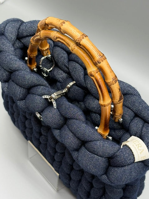 Hera Bag Acrylic-Lurex Kobaltblau mit Silberfaden