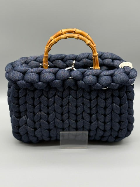 Hera Bag Acrylic-Lurex Kobaltblau mit Silberfaden