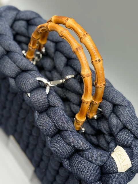 Hera Bag Acrylic-Lurex Kobaltblau mit Silberfaden
