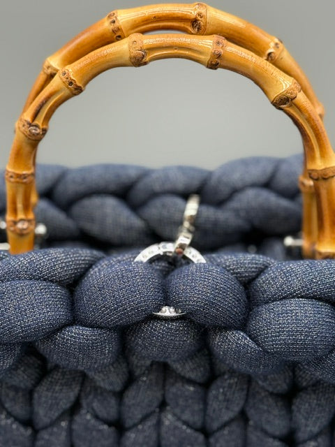 Hera Bag Acrylic-Lurex Kobaltblau mit Silberfaden