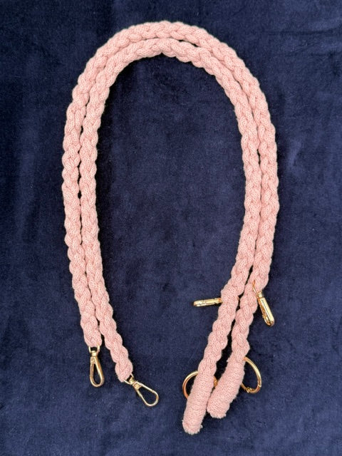 Hera Bag handgefertigter Schulterriem in Pastel Pink in 1,5 cm Dm.