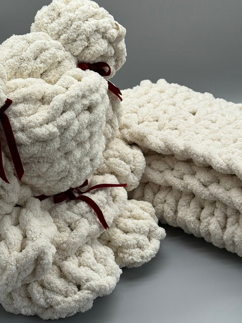 Hera Bag Babydecke aus Chenille in Creme