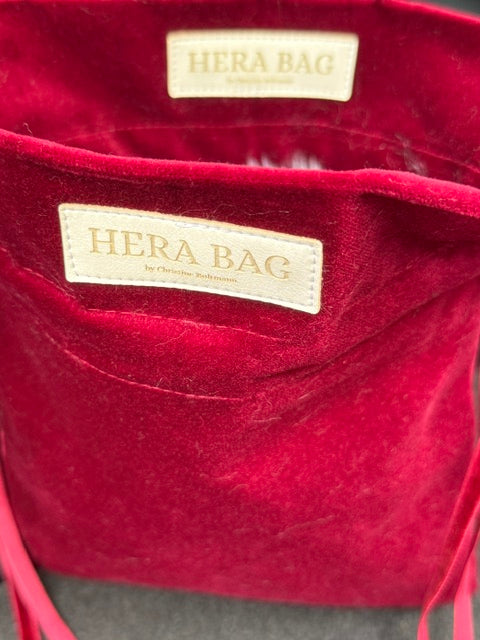 Wende-Innentasche für die Hera Bag Sparkly Samt/Kunstfell in Bordeauxrot