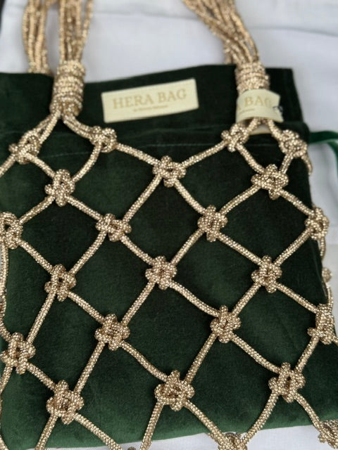 Wende-Innentasche für die Hera Bag Sparkly Samt/Kunstfell in Smaragdgrün