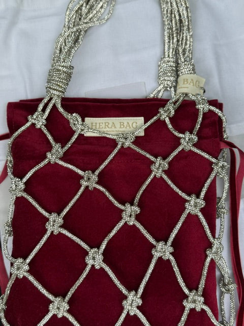 Wende-Innentasche für die Hera Bag Sparkly Samt/Kunstfell in Bordeauxrot