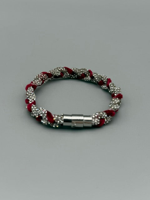 Handgefertigtes Hera Armband aus Strassband mit rotem Samtband by Christine Bultmann (Kopie)