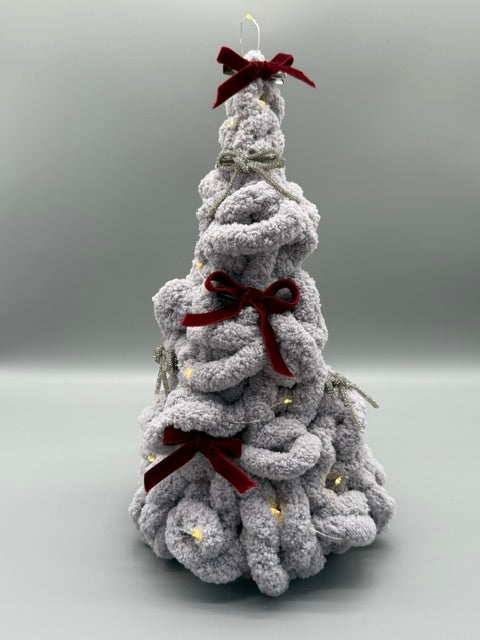Hera Bag Weihnachtsbaum aus Plush Chenille mit Deko-Strass/-Samtschleifen und LED-Lichterkette
