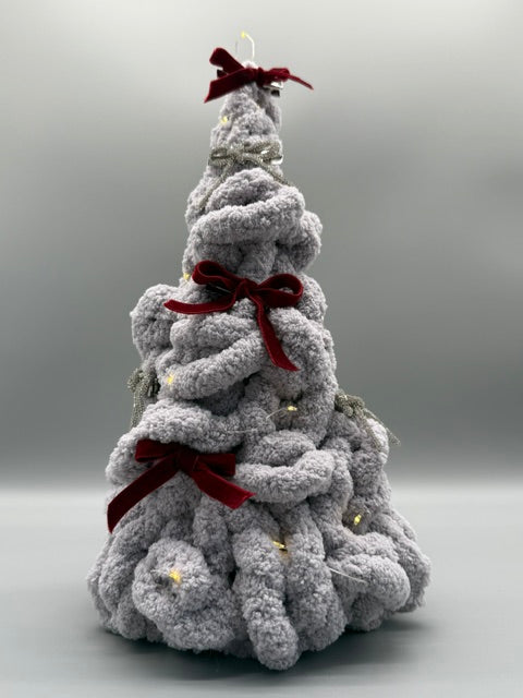 Hera Bag Weihnachtsbaum aus Plush Chenille mit Deko-Strass/-Samtschleifen und LED-Lichterkette