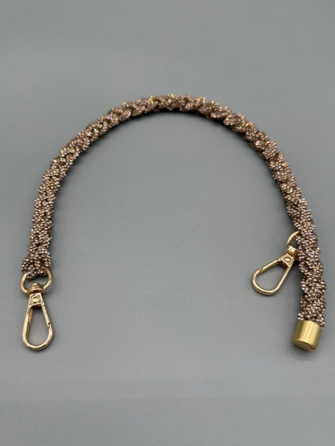 Hera Bag handgefertigter Tragegriff/Schulterriem aus Strassband, goldfarbig in 1,0 cm Dm.