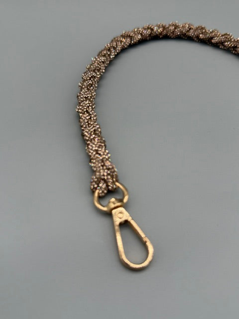 Hera Bag handgefertigter Tragegriff/Schulterriem aus Strassband, goldfarbig in 1,0 cm Dm.