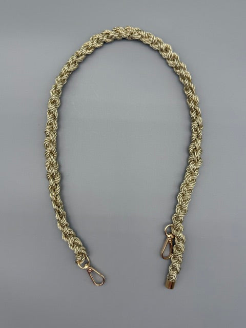 Hera Bag handgefertigter Tragegriff/Schulterriem aus Metallic Rope Garn, goldfarbig in 1,5 cm Dm.