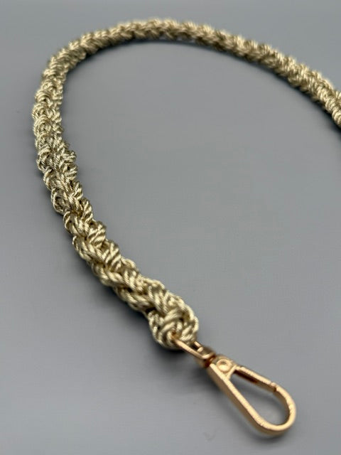 Hera Bag handgefertigter Tragegriff/Schulterriem aus Metallic Rope Garn, goldfarbig in 1,5 cm Dm.