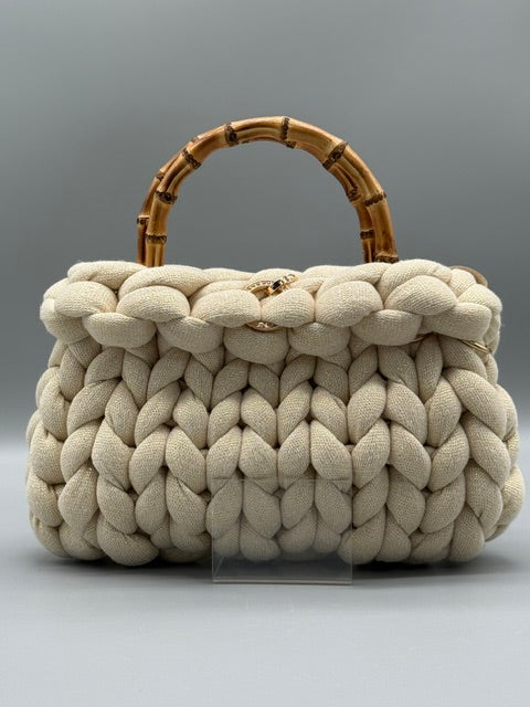Hera Bag Acrylic-Lurex Creme mit Goldfaden