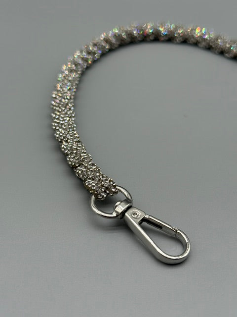 Hera Bag handgefertigter Tragegriff/Schulterriem aus Strassband, silberfarbig in 1,0 cm Dm.