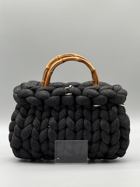 Hera Bag Acryl Lurex Garn Graphitschwarz mit Silberfaden